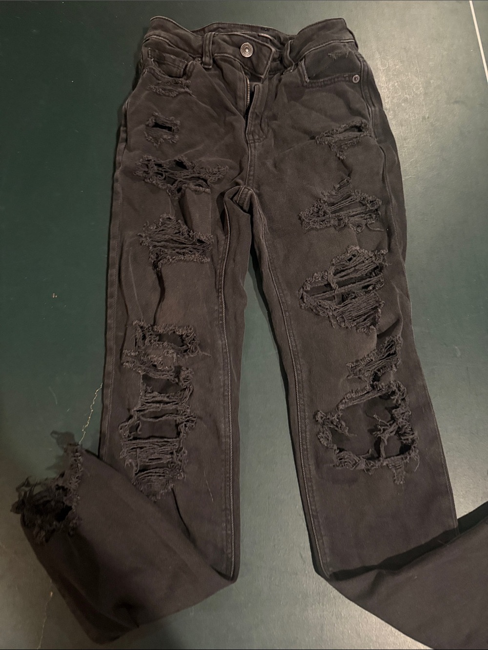 American Eagle Outfitters Black Distressed Ripped Jeans